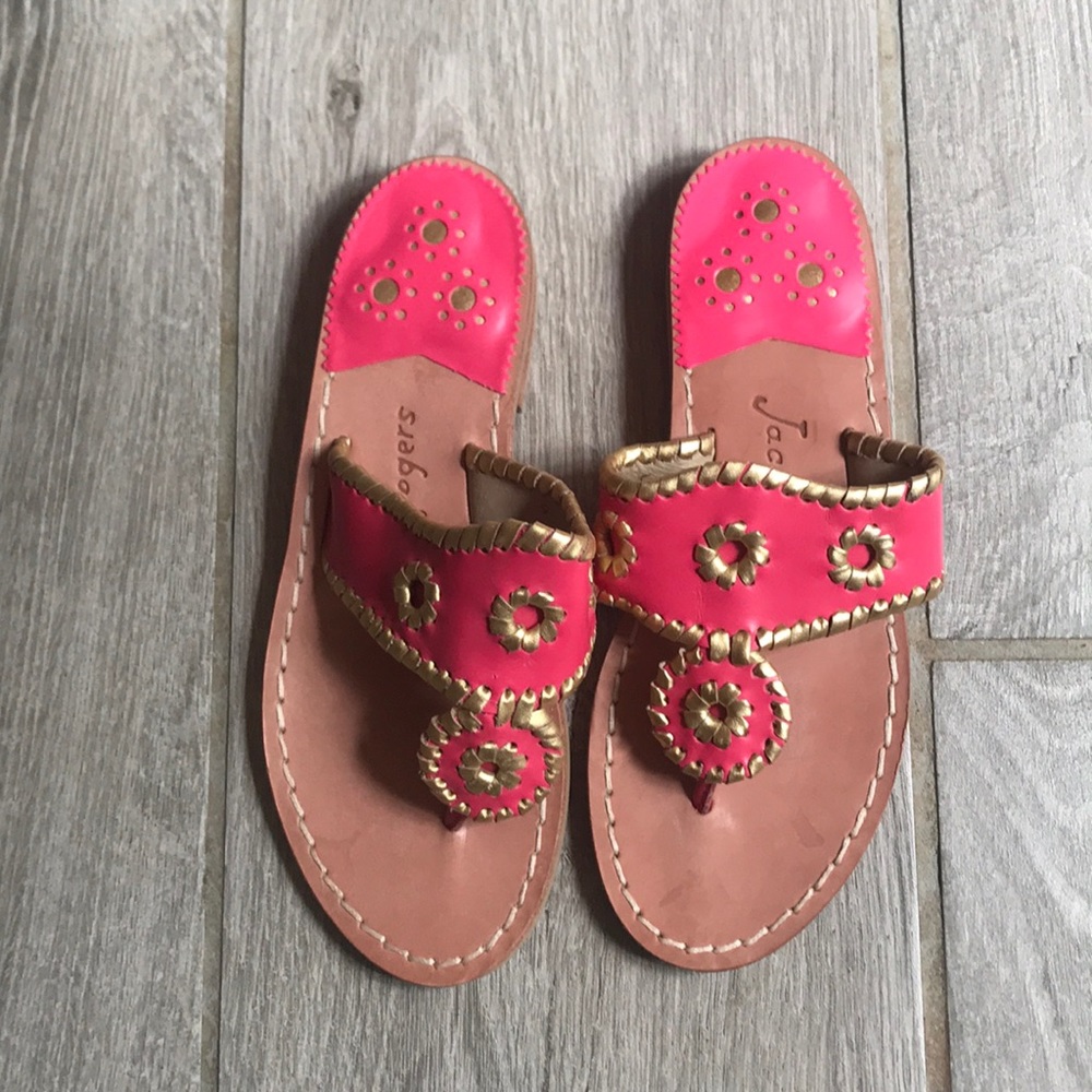 Jack Rogers Hot Pink and Gold Sandals